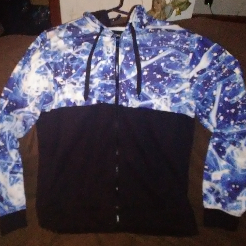 Blue, White, and Black Splattered Hoodie